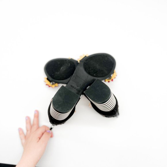 Betsey Johnson Black Floral Chunky Heel Sandals - Picture 5 of 6